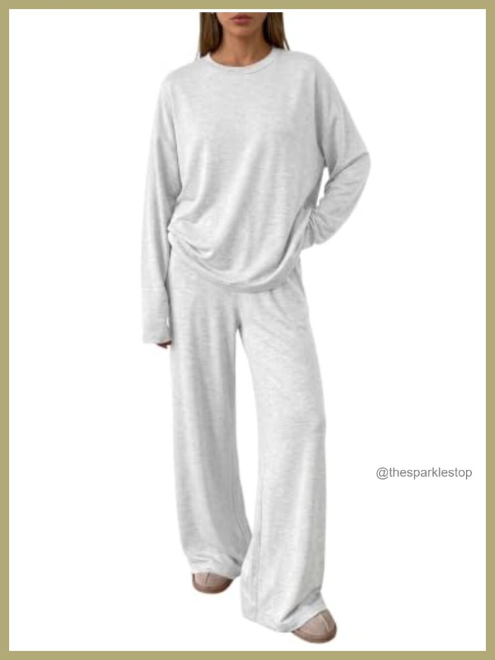 2 Piece Lounge Set Oversized Top Wide Leg Pants Rayon Spandex